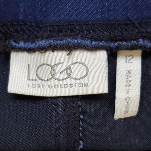 LOGO Blue Stretchy Pull-On Straight Leg Denim Type Pants Size 12 - Picture 7 of 9